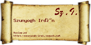 Szunyogh Irén névjegykártya